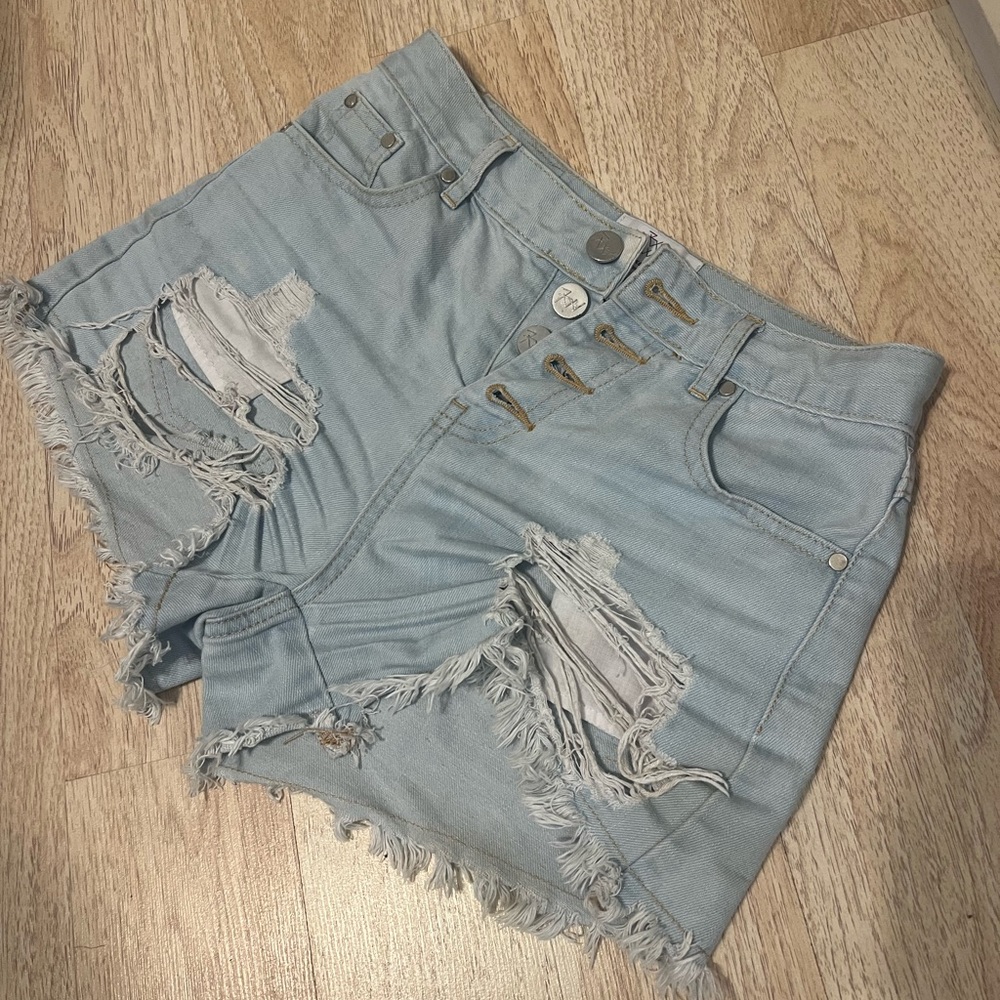 FITS SIZE 2 Light Wash Cut Off Shorts